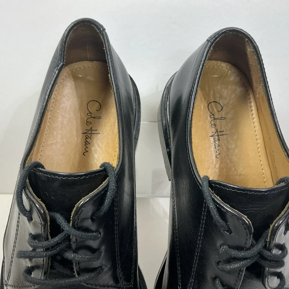 Cole Haan Lenox Hill Mens Sz‎ 7 1/2 M Split Toe Oxford Black Leather Dress Shoes